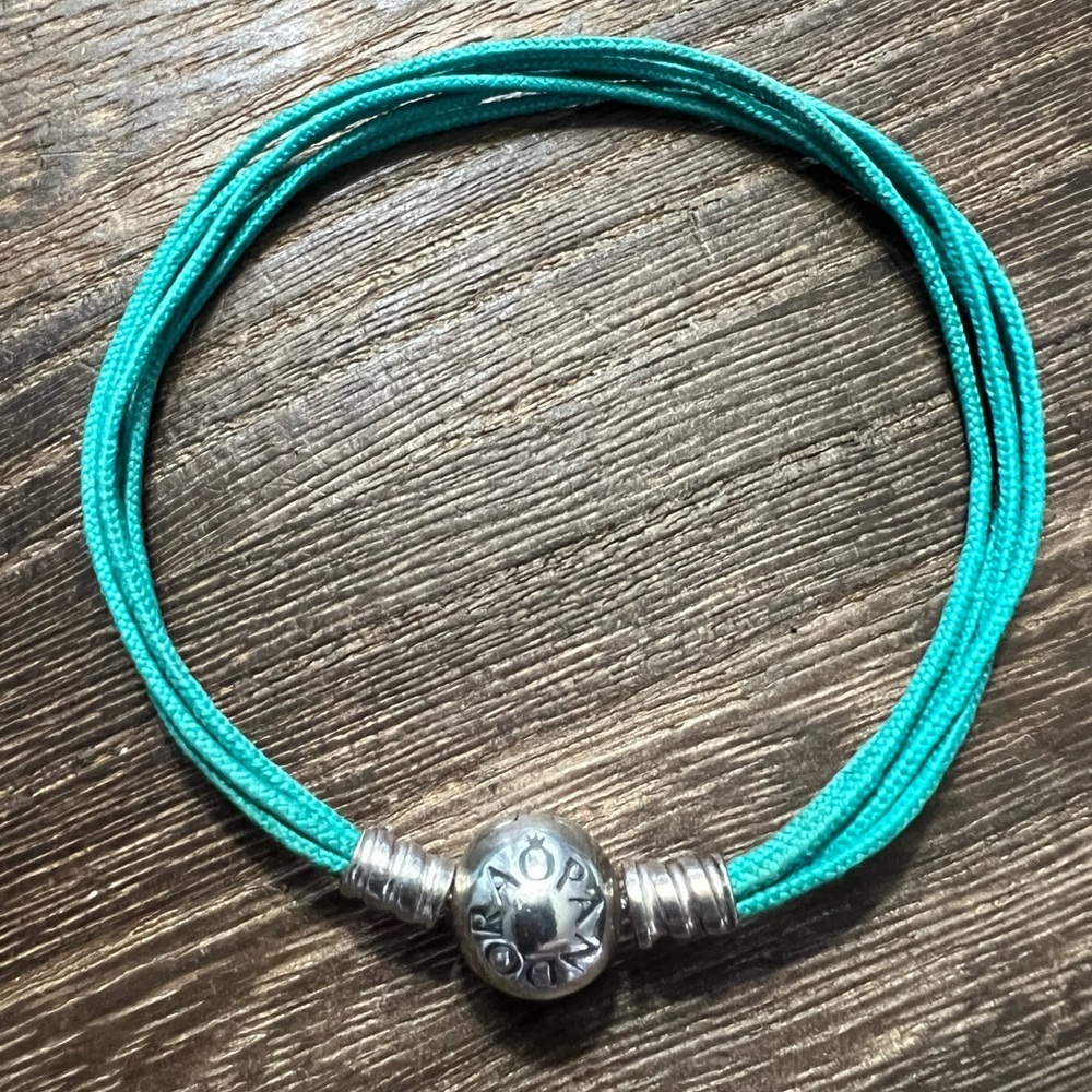 Pandora Retired Moments Teal Multi-Strand Bracelet 925 
6 3/4” B29